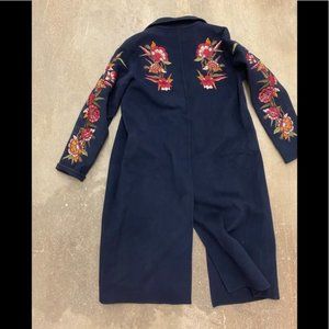 Simons embroidered wool blend coat